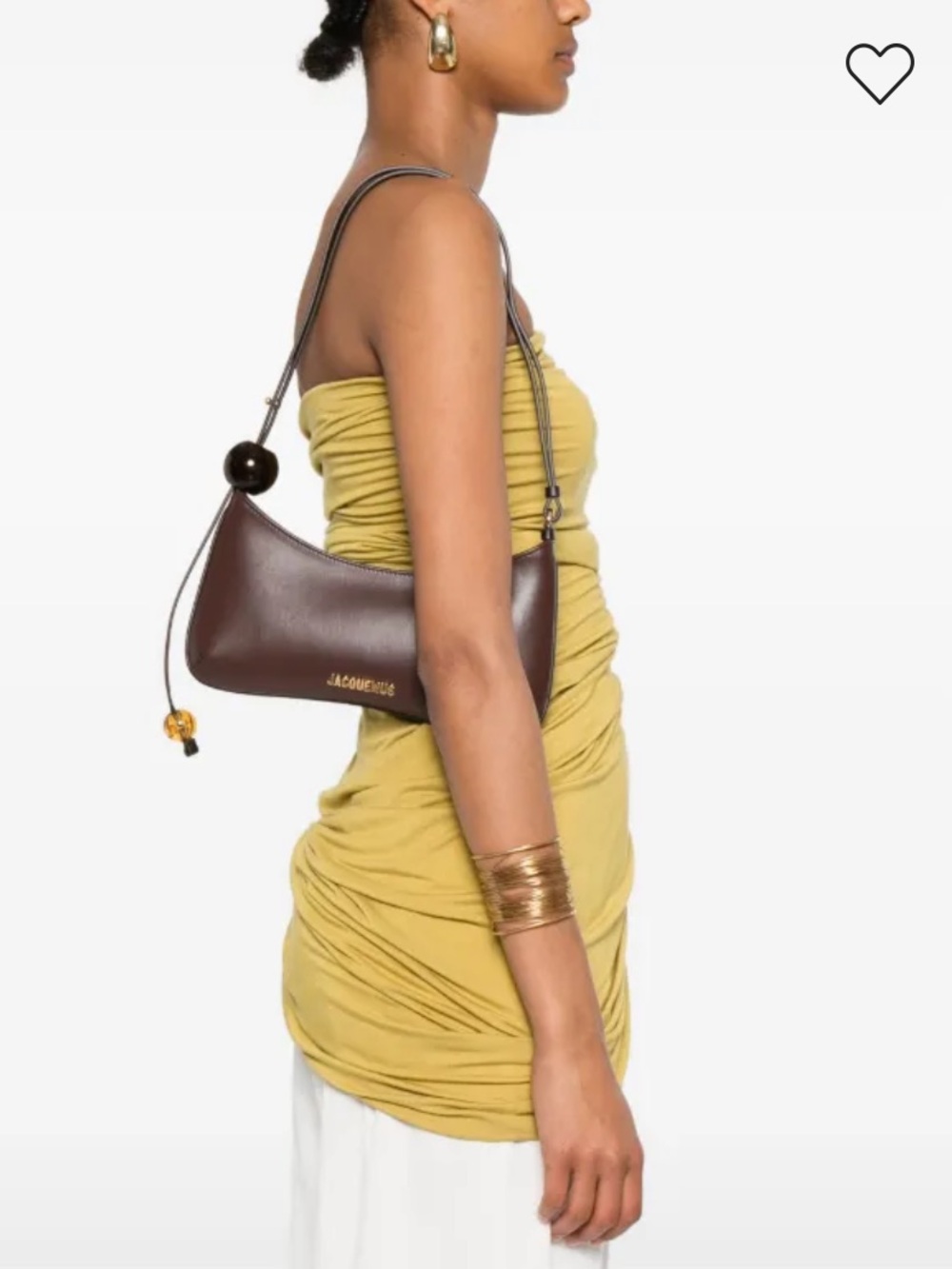 Jacquemus Brown Bisou Perle Shoulder Bag with Gold Logo - Picture 2 of 9